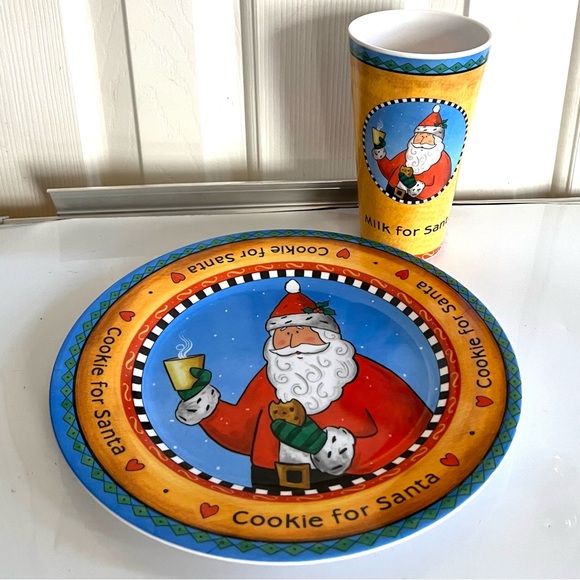Fourstar Vintage Cookies for Santa Set- Plate and Cup Melamine - Picture 2 of 4